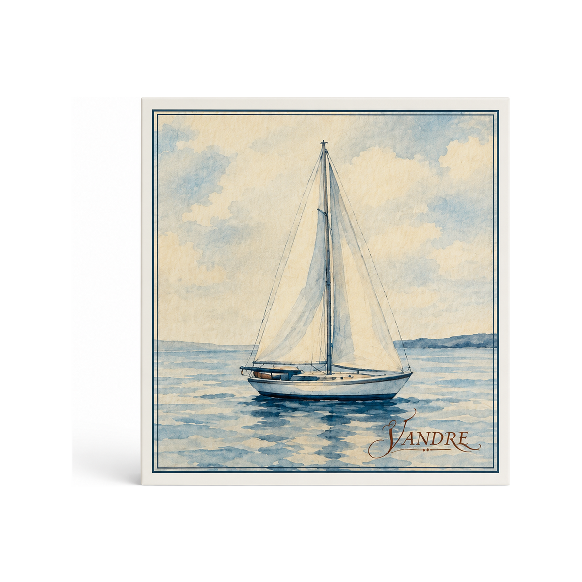 VANDRE Blue Harbor safety matches, matchbox front view