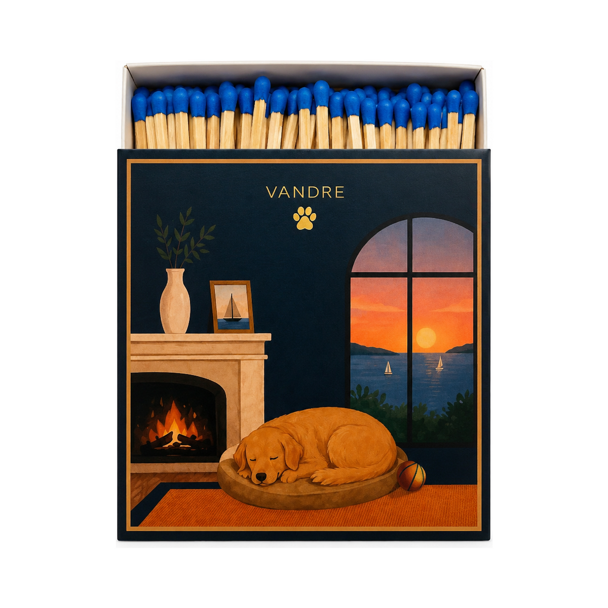 VANDRE Dog safety matches, open matchbox front view