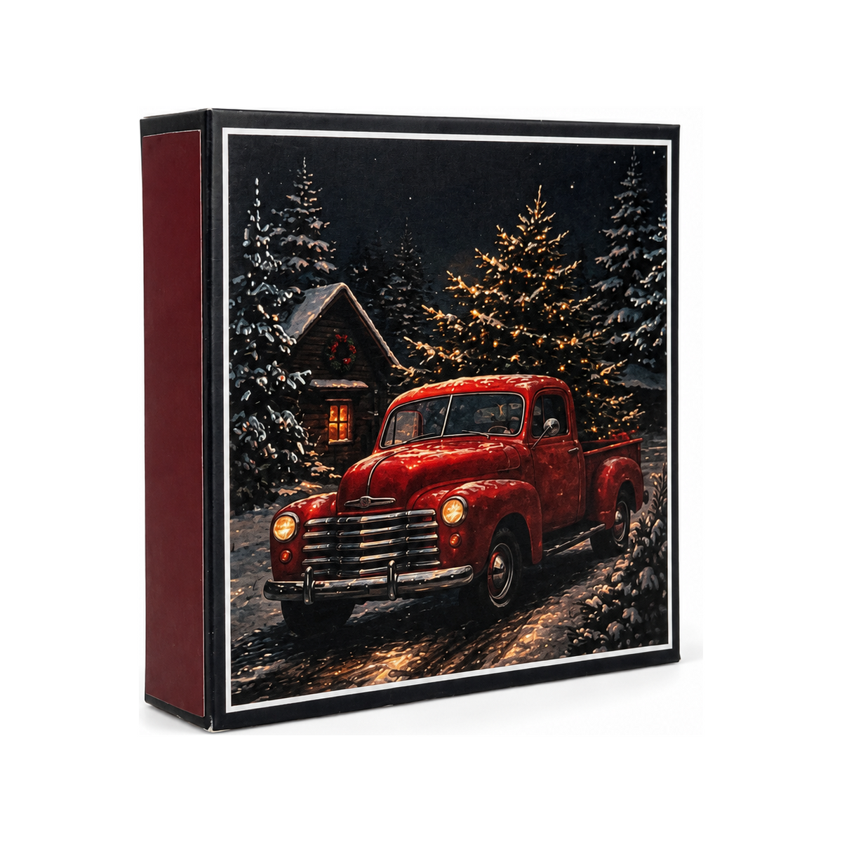 VANDRE Holiday Truck safety matches, angled matchbox view