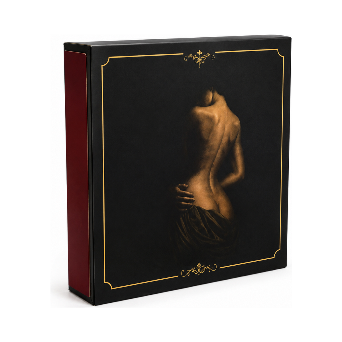 VANDRE Noir Muse safety matches, angled matchbox view